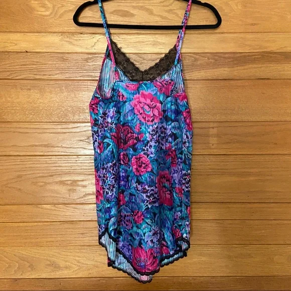 Vintage pleated bold floral lace trim slip dress - Picture 6 of 6
